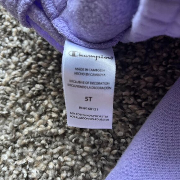 Champion Purple Sweatpants with Pink Details – Kids Size 5T – Fleece Joggers - Picture 6 of 6